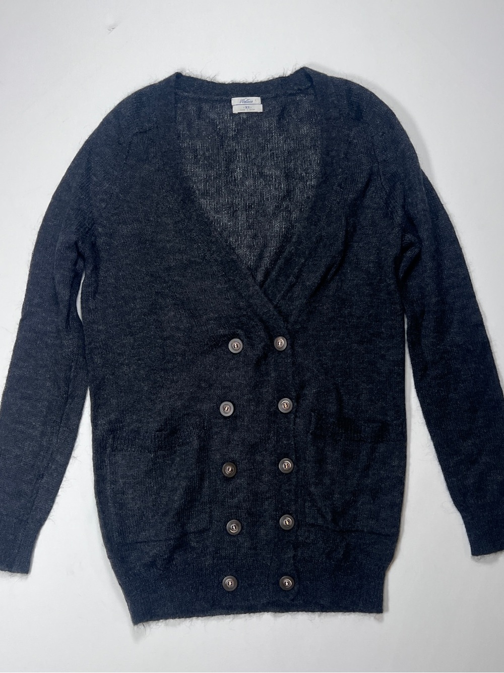 J. Crew Wallace Mohair Blend Knit Button Cardigan Grey XS